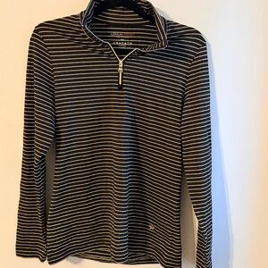 LOHLA Sport Black & White Striped Quarter-Zip Top